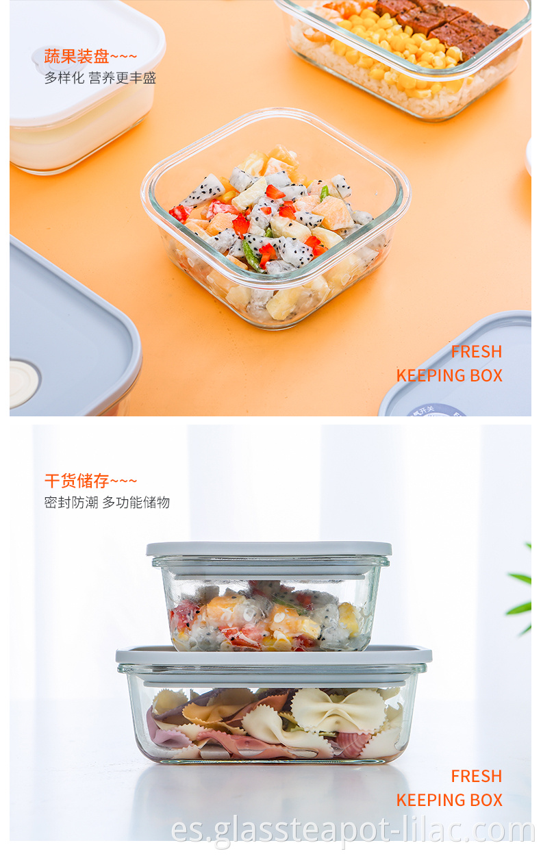 Muestra GRATIS de lila 450 ml / 580 ml juego de envases herméticos cocina / hogar / nevera almacenamiento de alimentos recipientes de vidrio transparente